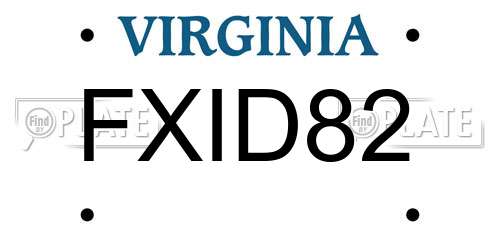 FXID82 Virginia License Plate