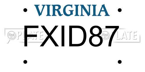 FXID87 Virginia License Plate