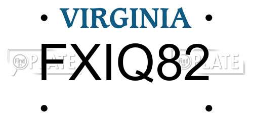 FXIQ82 Virginia License Plate