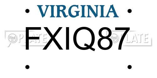 FXIQ87 Virginia License Plate