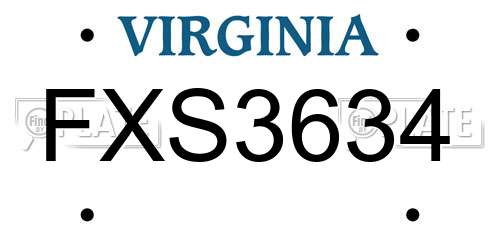 FXS3634 Virginia License Plate