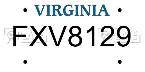 FXV8129 Virginia License Plate