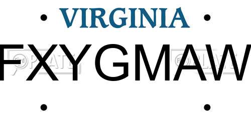 FXYGMAW Virginia License Plate
