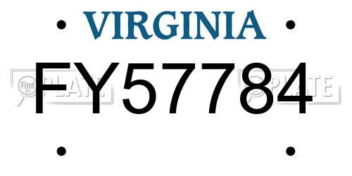 FY57784 Virginia License Plate