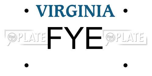 FYE Virginia License Plate