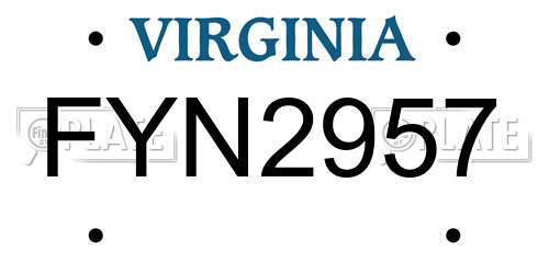 FYN2957 Virginia License Plate