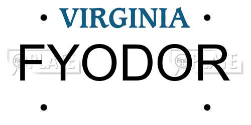 FYODOR Virginia License Plate