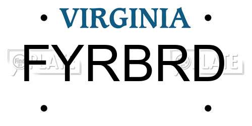 FYRBRD Virginia License Plate