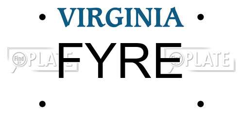 FYRE Virginia License Plate