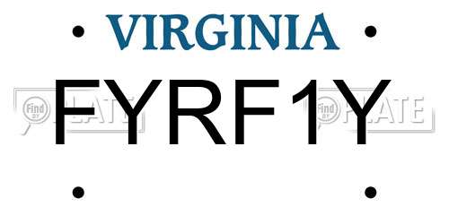 FYRF1Y Virginia License Plate