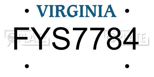 FYS7784 Virginia License Plate