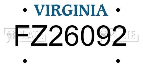 FZ26092 Virginia License Plate