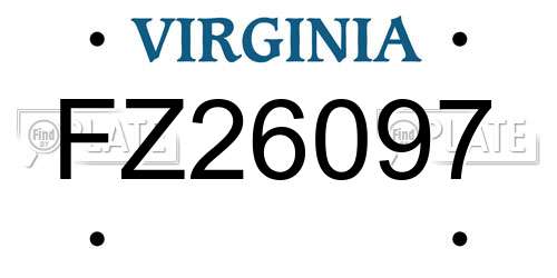 FZ26097 Virginia License Plate