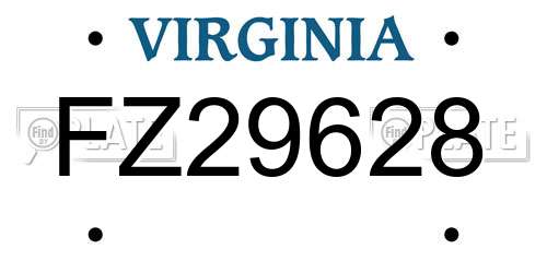 FZ29628 Virginia License Plate