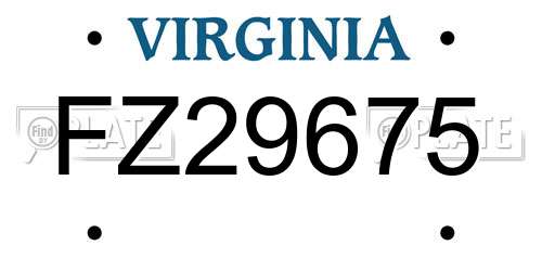 FZ29675 Virginia License Plate