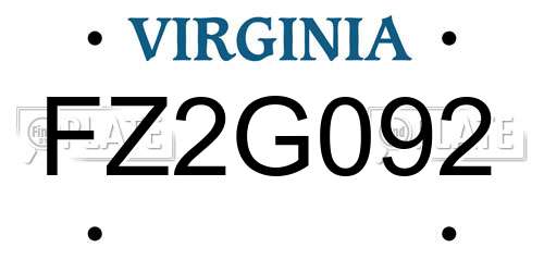 FZ2G092 Virginia License Plate