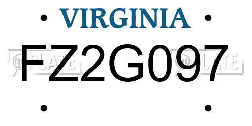 FZ2G097 Virginia License Plate