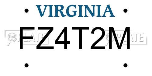 FZ4T2M Virginia License Plate
