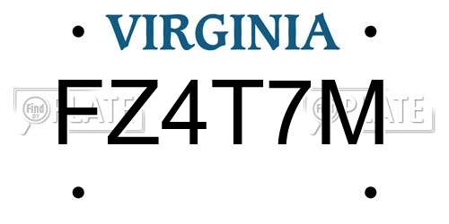 FZ4T7M Virginia License Plate