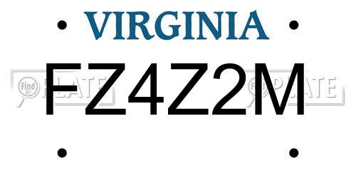 FZ4Z2M Virginia License Plate