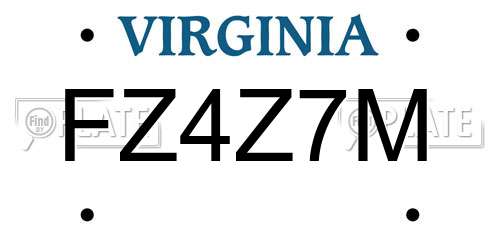 FZ4Z7M Virginia License Plate