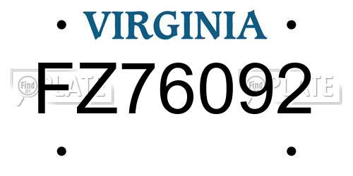 FZ76092 Virginia License Plate