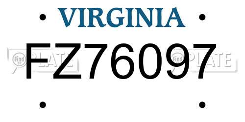 FZ76097 Virginia License Plate
