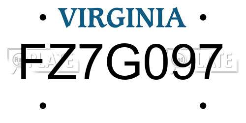 FZ7G097 Virginia License Plate