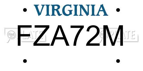 FZA72M Virginia License Plate