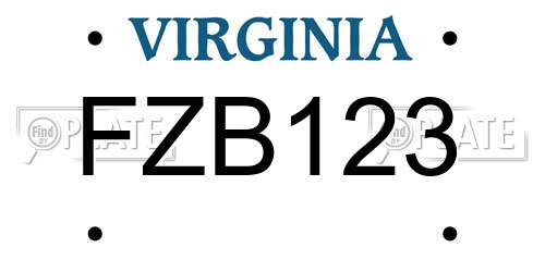 FZB123 Virginia License Plate