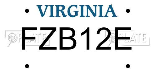 FZB12E Virginia License Plate