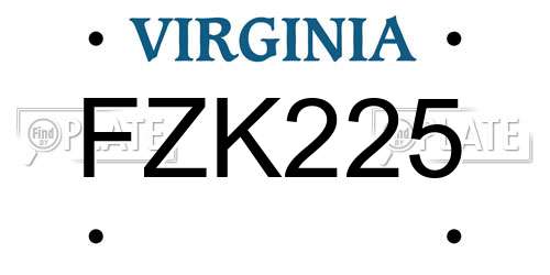 FZK225 Virginia License Plate