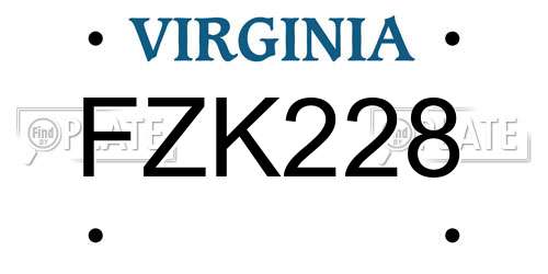 FZK228 Virginia License Plate