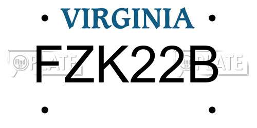 FZK22B Virginia License Plate