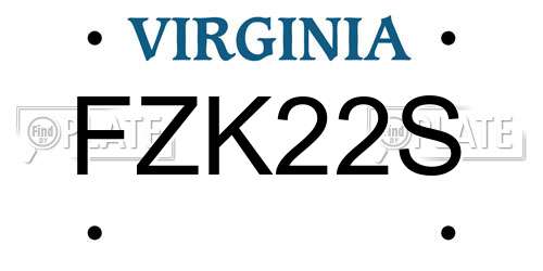 FZK22S Virginia License Plate