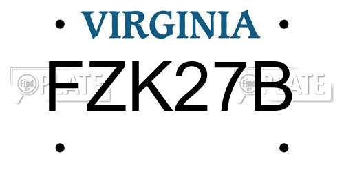 FZK27B Virginia License Plate