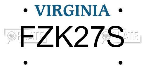 FZK27S Virginia License Plate