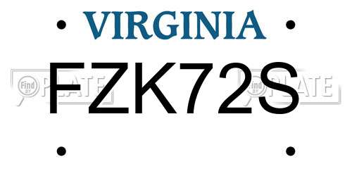 FZK72S Virginia License Plate