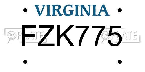 FZK775 Virginia License Plate