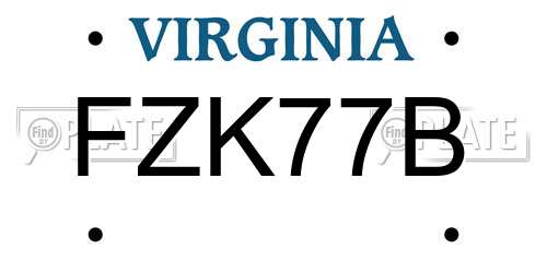 FZK77B Virginia License Plate