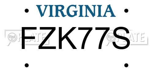 FZK77S Virginia License Plate