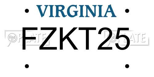 FZKT25 Virginia License Plate