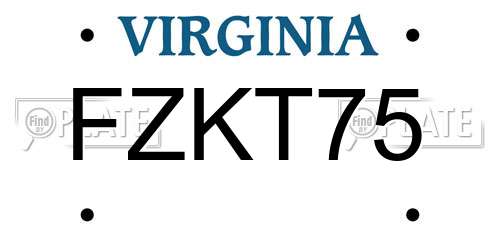 FZKT75 Virginia License Plate