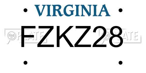 FZKZ28 Virginia License Plate