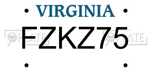 FZKZ75 Virginia License Plate