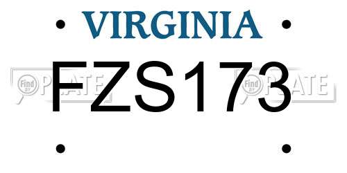 FZS173 Virginia License Plate