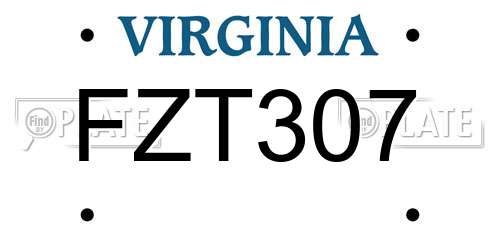 FZT307 Virginia License Plate