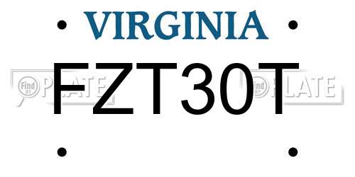 FZT30T Virginia License Plate