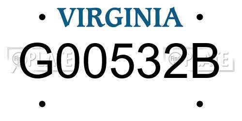 G00532B Virginia License Plate