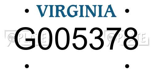 G005378 Virginia License Plate